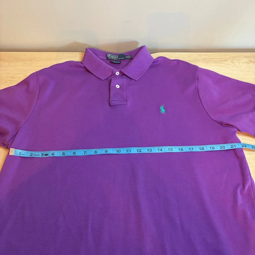 Polo Ralph Lauren Mens XL Custom Fit Purple Short Sleeve Cotton Pique Polo Shirt